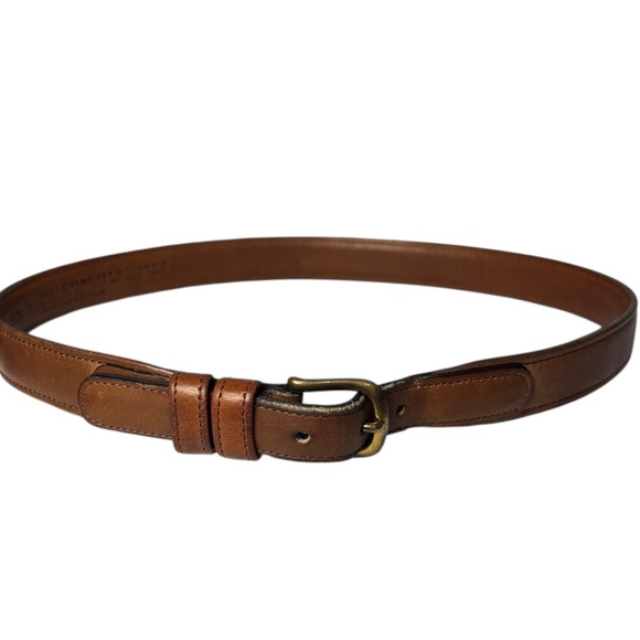 Vintage COACH Leather Cowhide Belt Brown Solid Brass Buckle Classic Durable 30” - Picture 1 of 7
